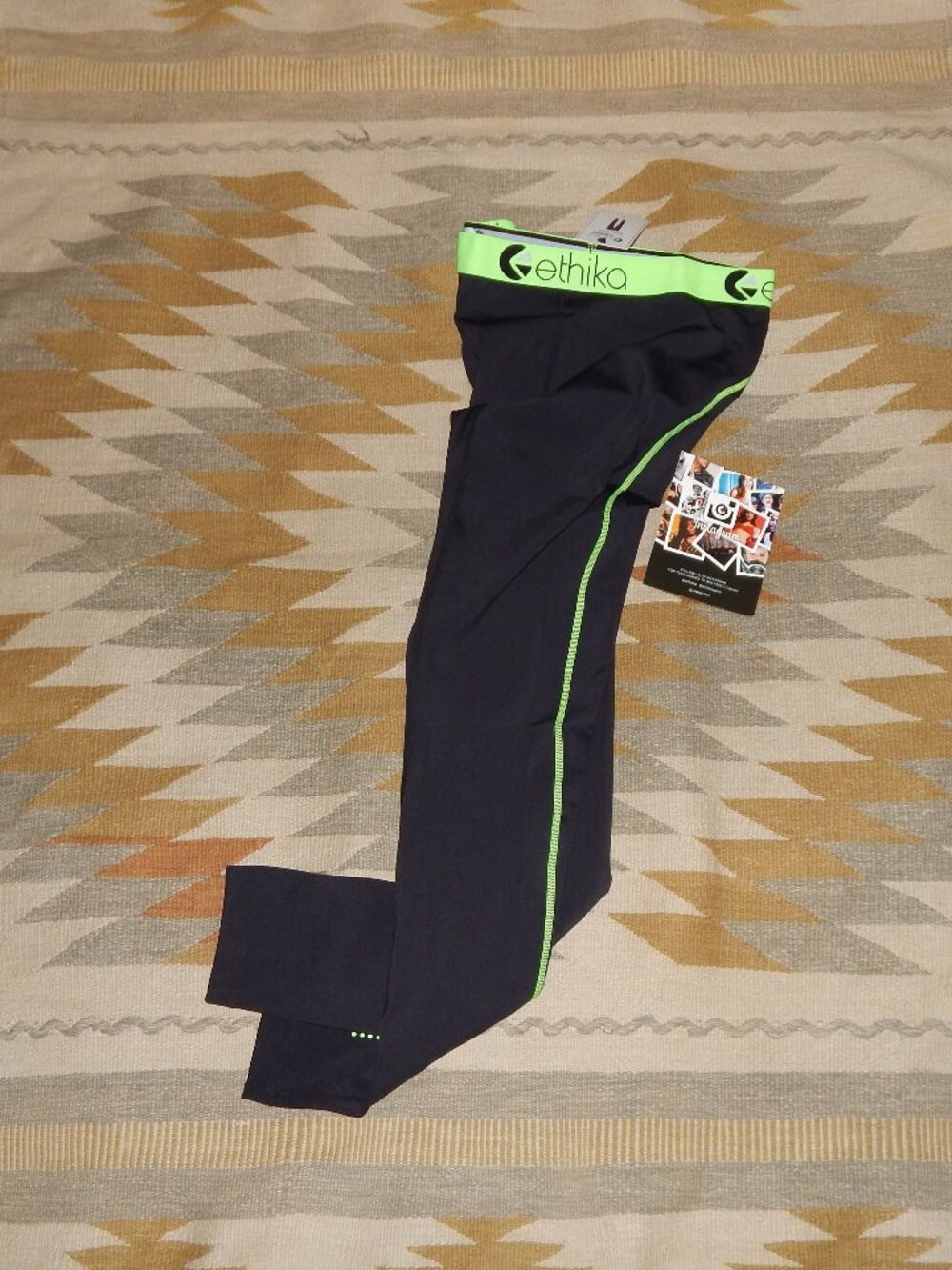 Ethika Women's XL Subzero Performance Full Tight - Black w Green Band NWT